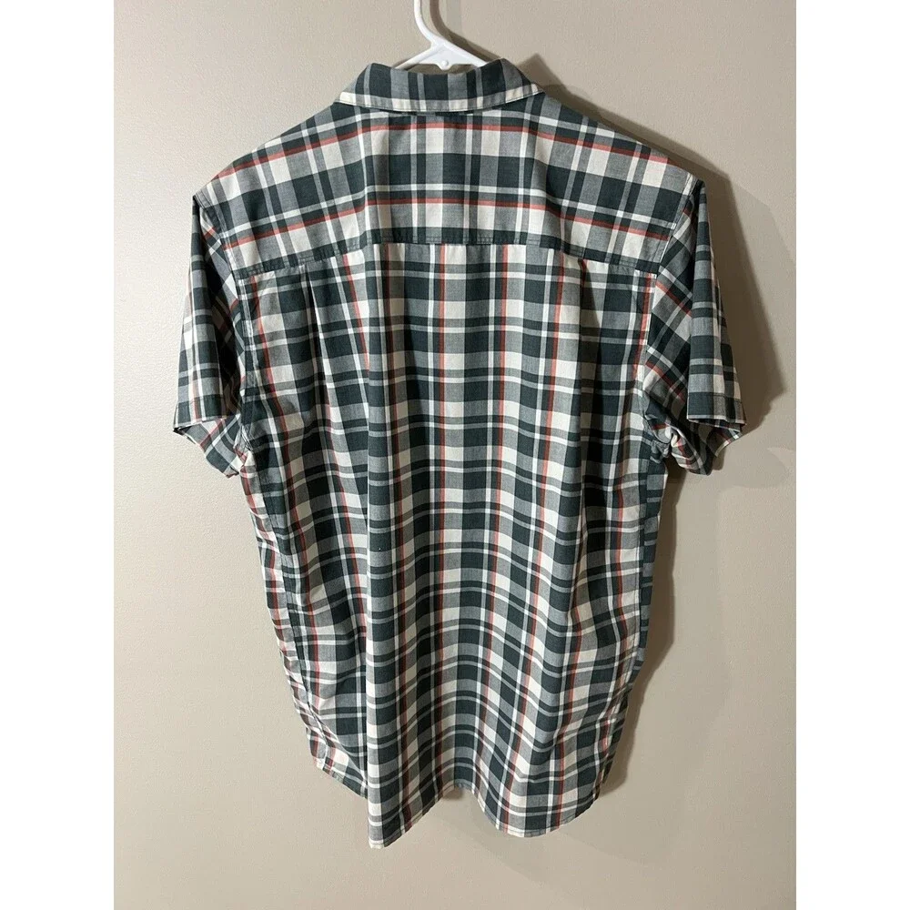 The North Face Mens Large Green Plaid Camping Short Sleeve Shirt